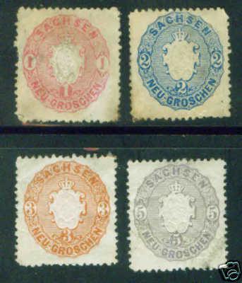 Saxony Scott 17-20 Mint but faulty stamps CV$32