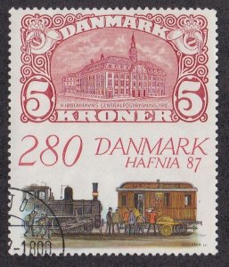 Denmark # 843, HAFNIA 87, Philatelic Exhibition, Locomotive, Used, 1/2 Cat.