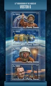 SIERRA LEONE - 2018 - Space, Vostok 6 - Perf 4v Sheet - M N H