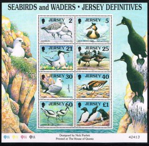 Jersey 1998, Sc.#832a; 825-832 MNH s./s. Seabirds and Waders