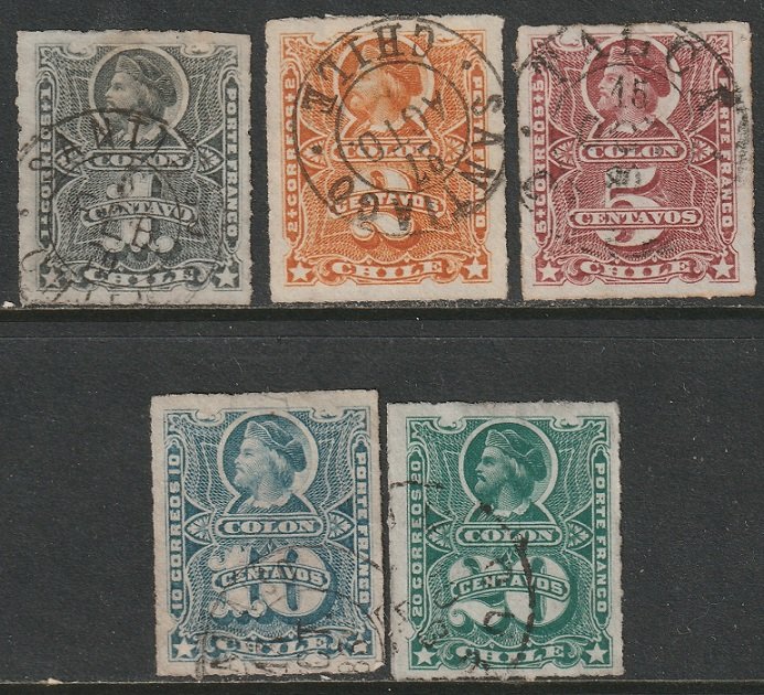 Chile 1877 Sc 20-24 set used