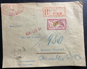 1919 Alexandria Egypt French Agencies Registered Front Cover To Triest Italy