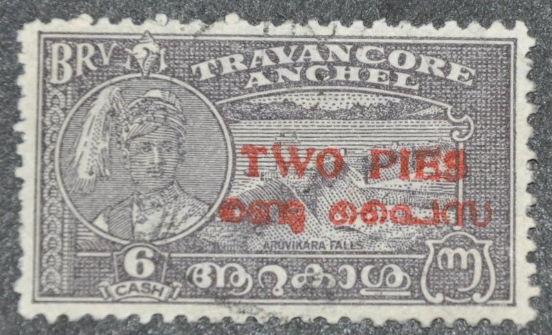 India Travancore-Cochin Scott #1 (crease)  USED