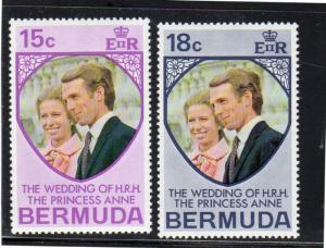 BERMUDA #302-303   1973 WEDDING OF PRINCESS ANNE  MINT  VF LH  O.G