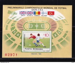 Romania 1985 Mi Block 219 World Cup preliminaries Imperf Sheet MNH 16547