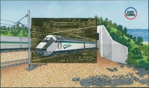 Tanzania SG2057X 1995 2000/- gold foil Euro Tunnel MS MNH