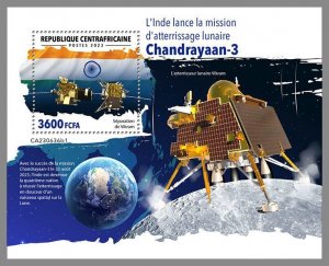 CENTRAL AFRICAN REP. 2023 MNH Indian Chandrayaan-3 space IMPERFORATED S/S #636b1