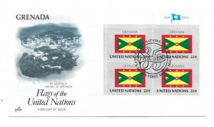 United Nations #450 Flag Series 1985, Grenada ArtCraft MI4 FDC