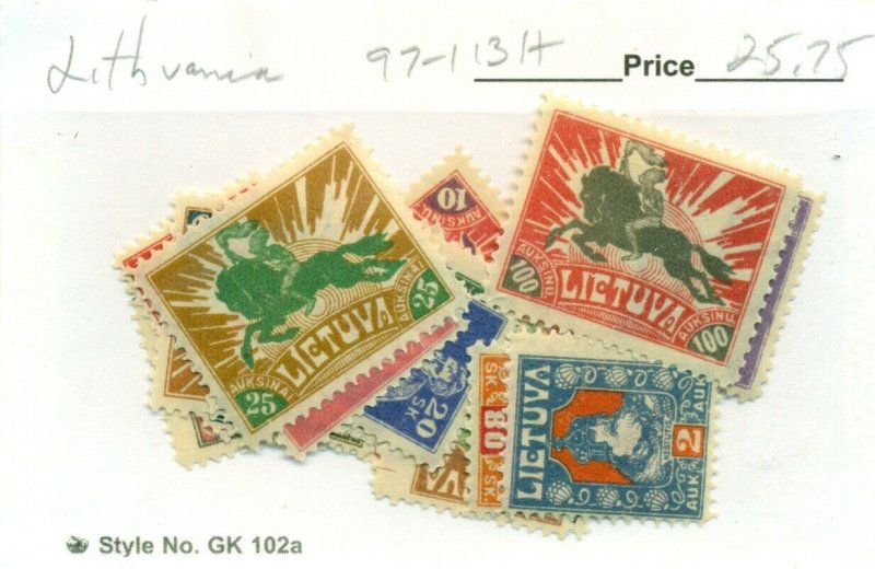 LITHUANIA #97-113, Mint Hinged, Scott $25.75