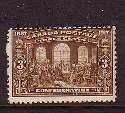 Canada Sc 135 1917 3 c Confederation stamp mint NH