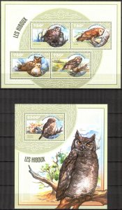 Niger 2014 Birds Owls Sheet + S/S MNH