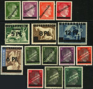 Austria #390-404 German Semi-Postal Surcharged Stamp Collection 1945 Mint LH