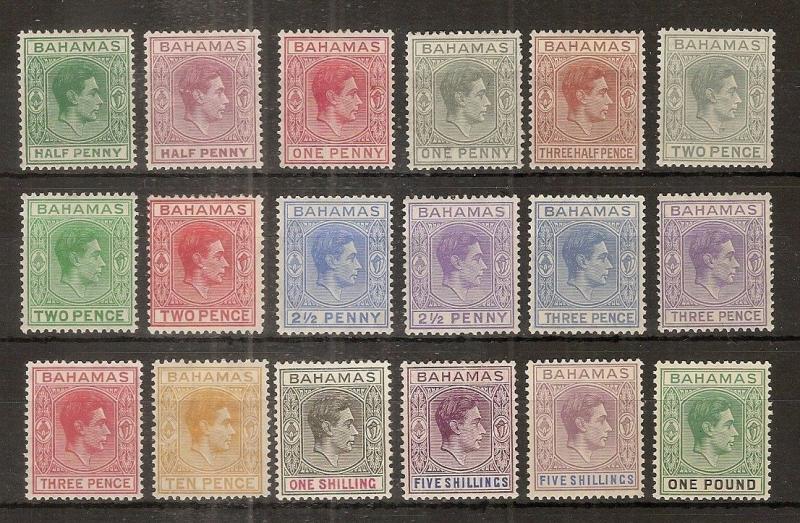 Bahamas 1938-52 Definitive Set SG149-157 Range Mint Cat£200+