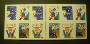 Scott 2802a, 29c Christmas, Booklet pane of 12, #V222 1222, MNH Beauty