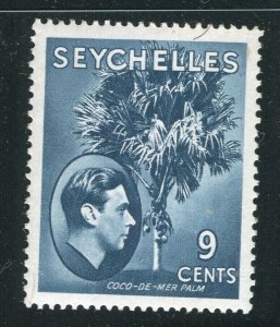 SEYCHELLES; 1938 early GVI pictorial issue Mint hinged Chalk Paper 9c. value