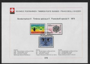 Switzerland 582-4 1973 Publicity PTT Collection Sheet FD