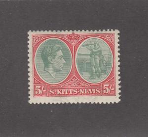 ST KITTS AND NEVIS # 88a KGV1 5sh MLH CAT VALUE $47.50