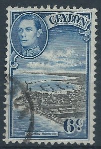 Ceylon 1938 - 6c George VI - SG388 used