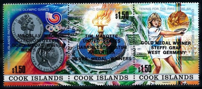 1988 Cook Islands 1260-62 strip Overprint - # 1256-58 13,00 €