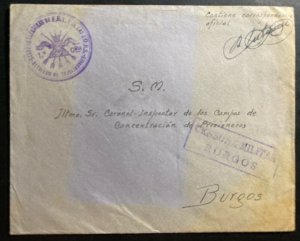 1930s Workers Battalion 1 Spain Cover to Concentration KZ Camp Inspector Burgos
