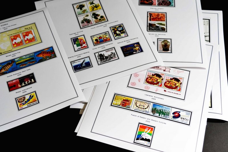 COLOR PRINTED SOUTH KOREA 2000-2010 STAMP ALBUM PAGES (98 illustrated pages)