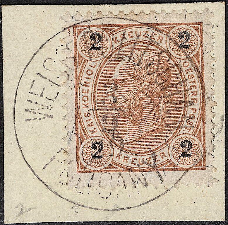 Austria - 1890 - Scott #52 - used on piece - WEISS POLITSCHAN pmk
