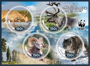 Stamps. Fauna 60 Anniversary of WWF  1+1 sheets perforated 2021 year Cabo Verde