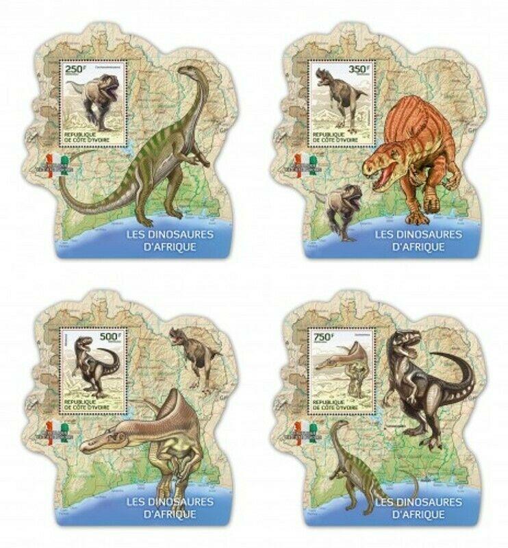 Ivory Coast - 2017 Dinosaurs - 4 Delux Souvenir Sheets - IC14106d