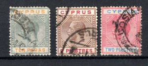 Cyprus 1912-22 Properties Sg 81, 86 and 93 Fu Cds-
