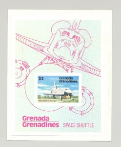 Grenada Grenadines #255 Space Shuttle 1v S/S Imperf Proof on Card