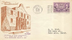 776 3c TEXAS CENTENNIAL - Espenshade cachet #65