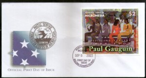 Micronesia 2003 Paul Gauguin Paintings Art Sc 558 M/s FDC # 16563