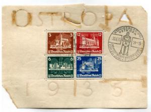 Germany B68 USED 1935 Ostropa, Falling apart. 4 stamps not affected.