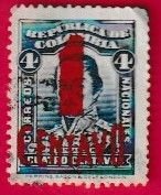 COLOMBIA SCOTT#409 1932 1c SANTANDER SURCHARGED IN RED - USED