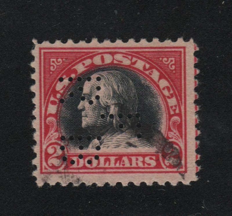 1920 Franklin Sc 547 used $2.00 perfin, light cancel