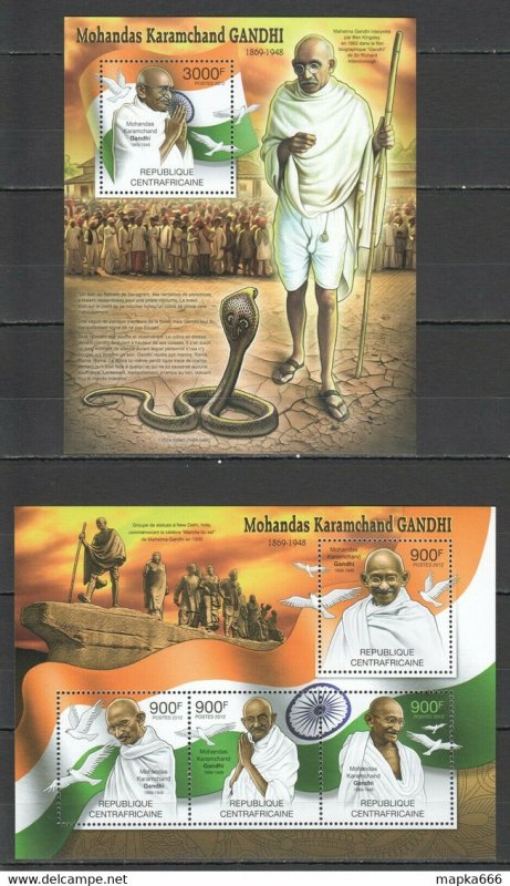 2012 Central Africa Famous People Mahatma Gandhi Bl+Kb ** Ca804