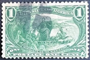 Scott#: 285 Marquette on the Mississippi 1¢ 1898 BPE used single stamp - Lot D10