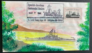 1998 Bridgeton MO USA Hand Painted Cover Spanish American War Centenary