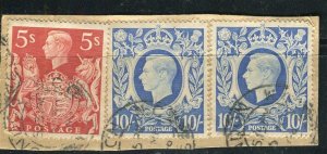 BRITAIN; 1940s early GVI issues 10s. fine used PIECE