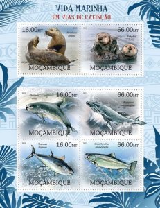 MOZAMBIQUE - 2012 - Endangered Marine Life - Perf 6v Sheet -Mint Never Hinged