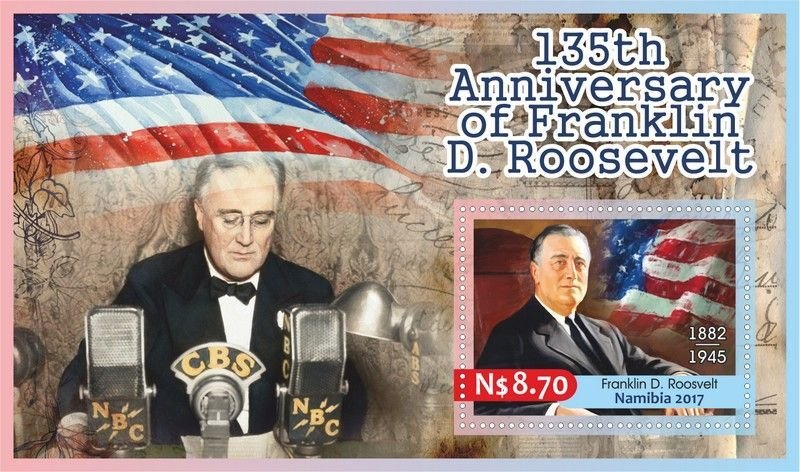 Stamps. Franklin Delano Roosevelt 6 sheets sperforated MNH** 2017 year NEW!