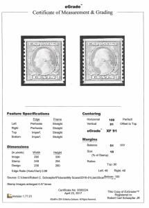 494 3 cent Washington, Violet coil Stamp mint OG NH EGRADED XF 91 XXF