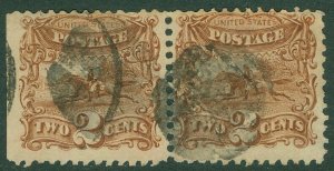 EDW1949SELL : USA 1869 Scott #113 Scarce Pair. Used. Sound. Catalog $170.00.