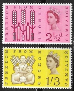 Great Britain # 390p-391p  Freedom from Hunger  PHOSPHOR   (2) Mint NH