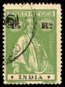 PORTUGUESE INDIA Sc 375B USED - 1920 1½r - Ceres, Ordinary paper - Perf 15 x 14