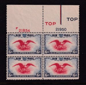 1938 Airmail 6c Sc C23 bi-color eagle and shield MNH plate block Type 3 (03