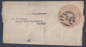 UK GB 1880 POSTAL HISTORY ADVERTISIG NEWSPAPER WRAPPER TO PARIS IMPRINTED IN ORA