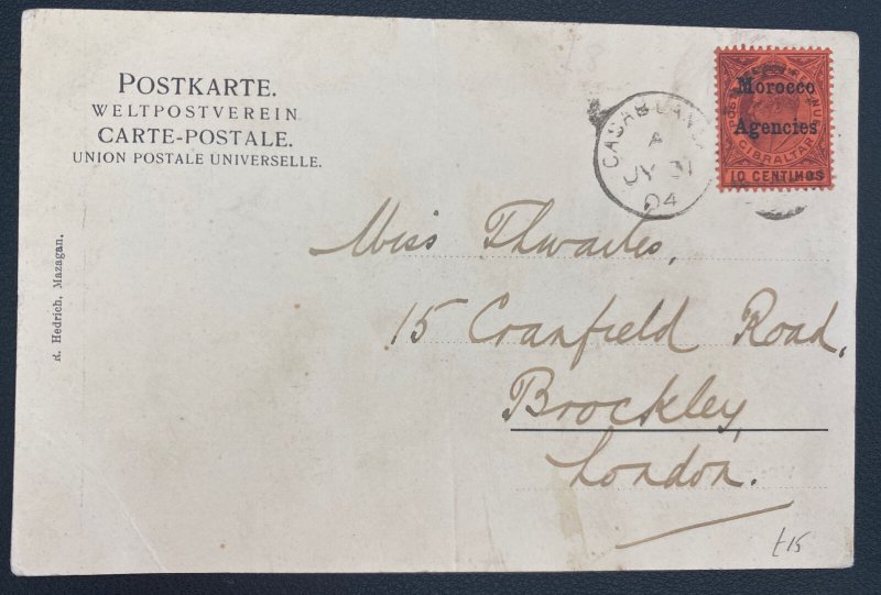 1904 British Post Office Morocco RPPC Postcard Cover To London England Waterport