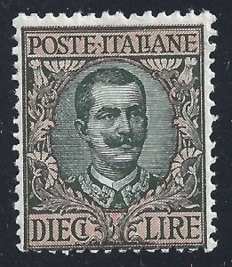 1924 Italy - Kingdom - No. 91 Floral 10 lire olive and pink MNH/**