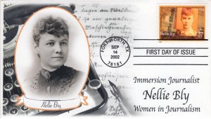 AO-3665, 2002, Women in Journalism, Nellie Bly,  FDC, Add-on Cachet, SC 3665